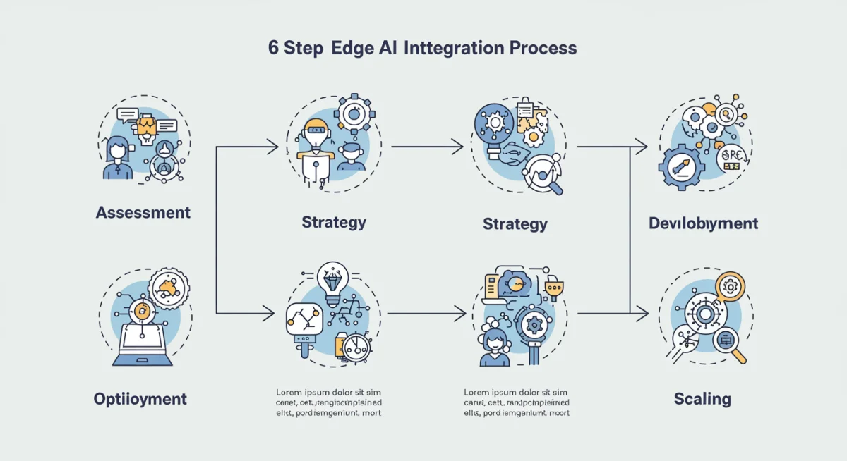 Infographic showing a 6-step process for Edge AI integration