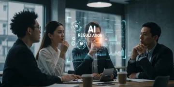 Navigating the 2025 AI Act: Compliance for U.S. Businesses Business leaders analyzing AI compliance strategies for upcoming regulations.
