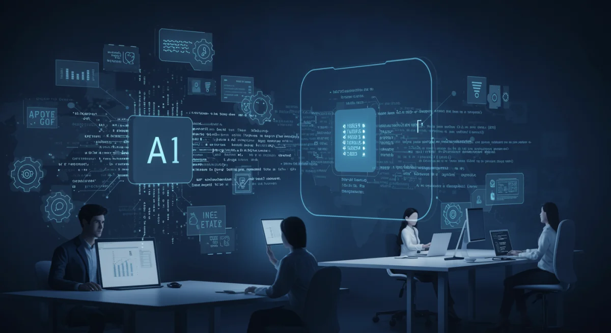 AI assistant generating code with human oversight