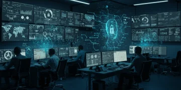 AI in SOCs: Boost U.S. Security Efficiency by 30% in 2025 AI-powered SOC dashboard displaying threat intelligence and real-time security operations.