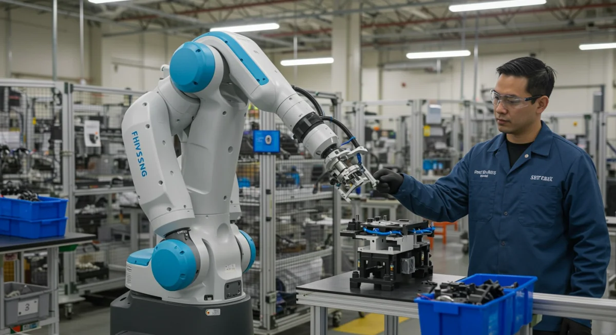 Collaborative robot working with human in manufacturing