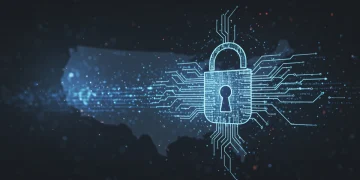 Data Privacy in 2025: US Regulatory Updates for Tech Companies Digital lock with US map background symbolizing data privacy regulations for tech.