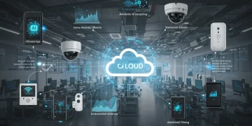 Edge AI devices connecting to cloud in modern US industrial setting
