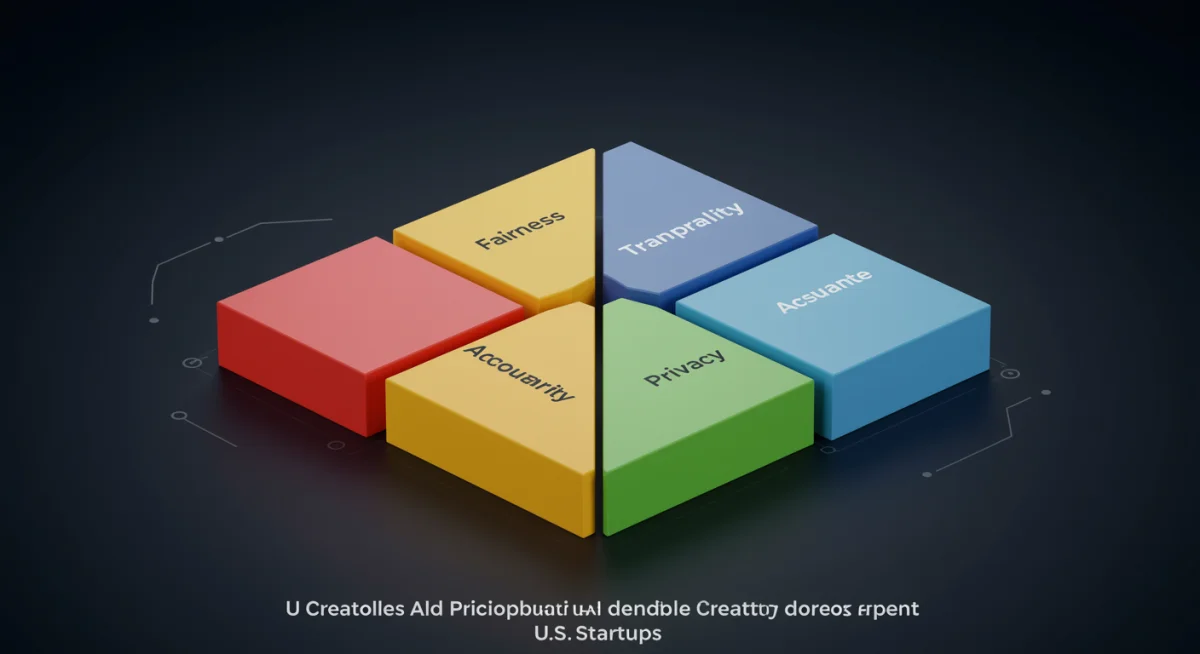 Interconnected gears symbolizing the four core principles of ethical AI development