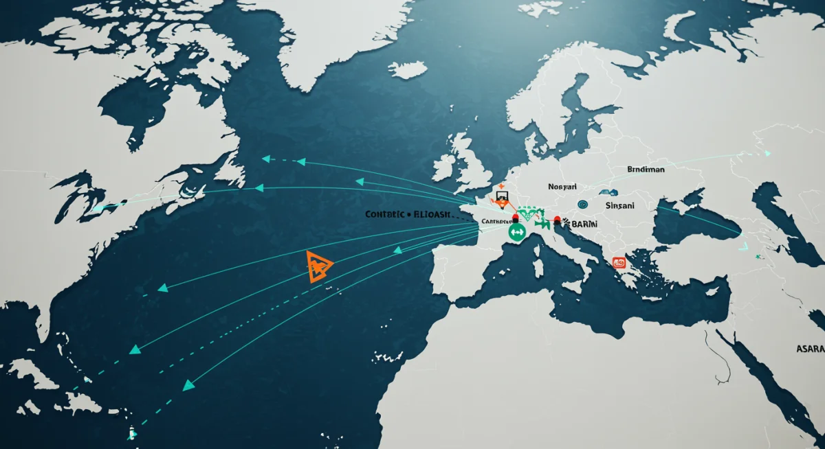 Geopolitical map showing NATO's strategic areas and challenges