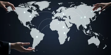 Global map showing interconnected conflict zones and strategic hands symbolizing US de-escalation efforts