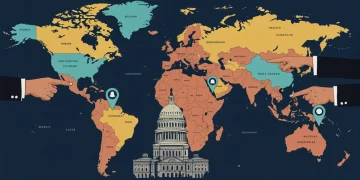 US Policymakers: 5-Step Framework for Regional Conflicts Global map with conflict zones and diplomatic symbols, representing US policymaking in regional conflicts.