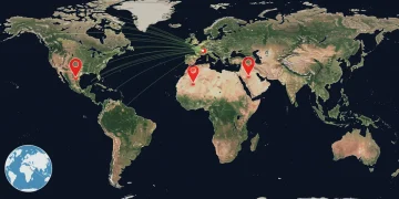 Global map showing three volatile regional conflict zones and US foreign policy implications