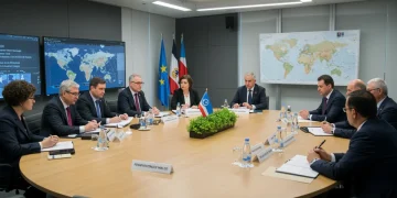 International leaders discussing global strategy and conflict resolution