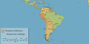 Dynamic geopolitical map of Latin America with strategic overlays