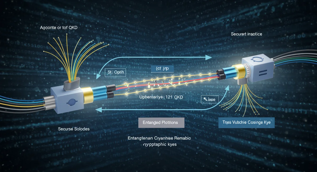 Quantum key distribution process securing data transmission