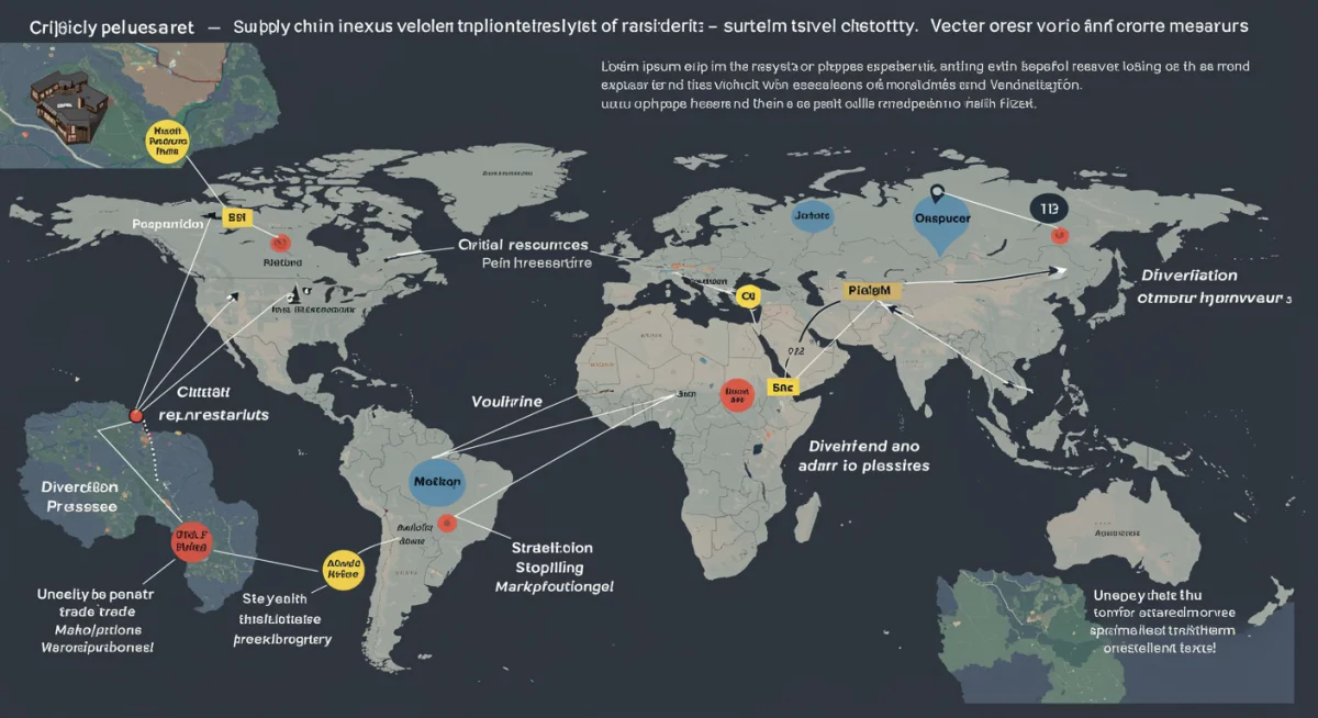 Graphic depicting resilient global supply chains and strategic diversification against economic threats