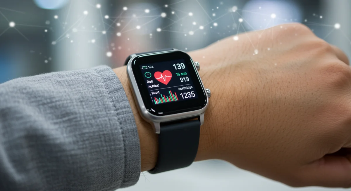 Smartwatch displaying real-time health data for remote monitoring