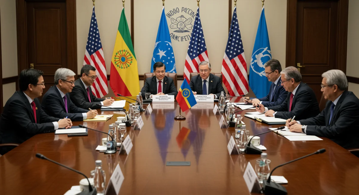 Diplomatic representatives from US and Indo-Pacific nations in a strategic meeting