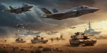 US Military Readiness: 2025 Drills Reveal Strengths & Gaps US military forces conducting joint exercise with tanks, jets, and ships.