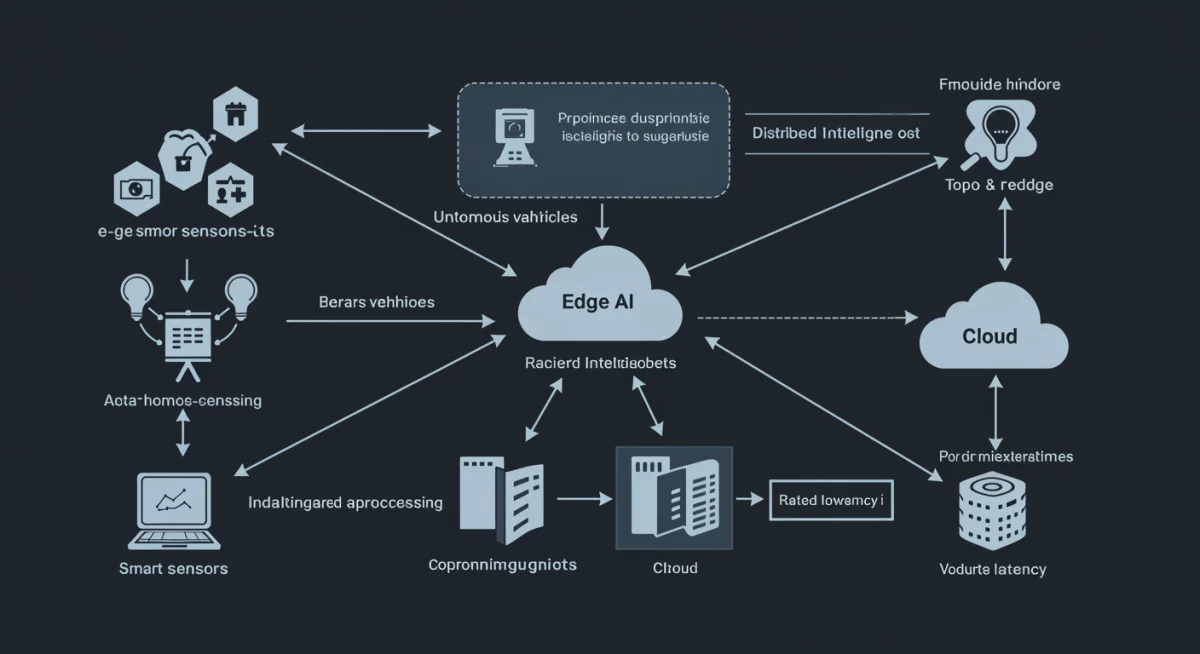 Distributed network diagram illustrating data flow and localized processing in Edge AI systems.