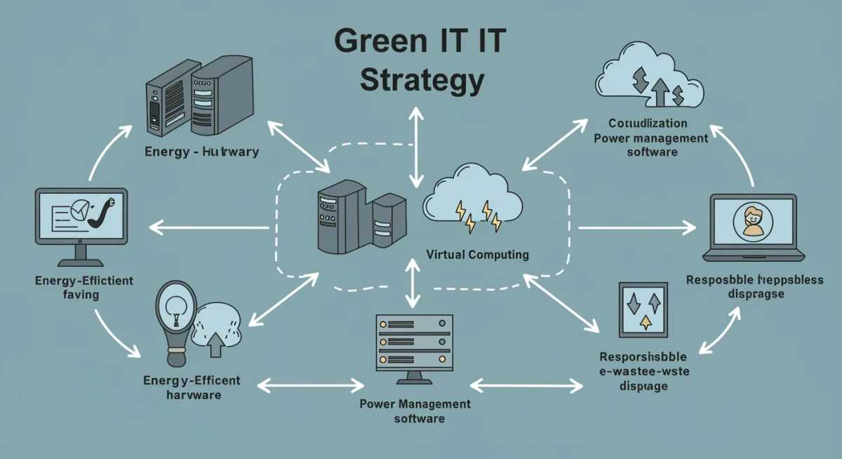 Infographic showing components of a Green IT strategy for energy efficiency